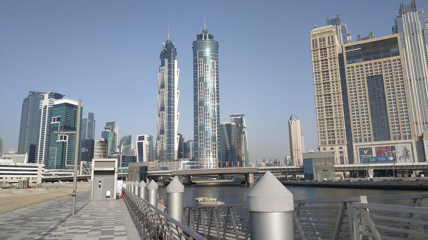 The canal-side promenade toward Business Bay