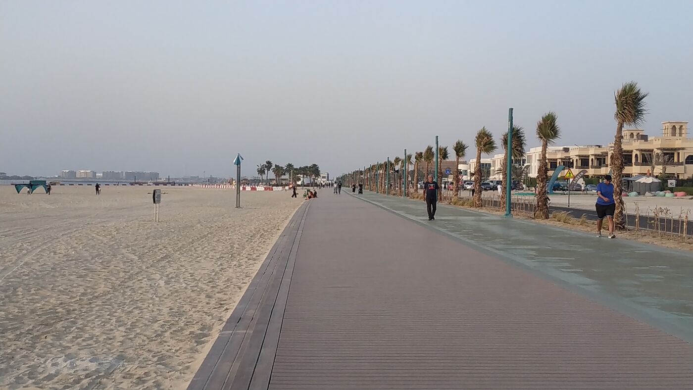 The green running and cycle track along Kite Beach
